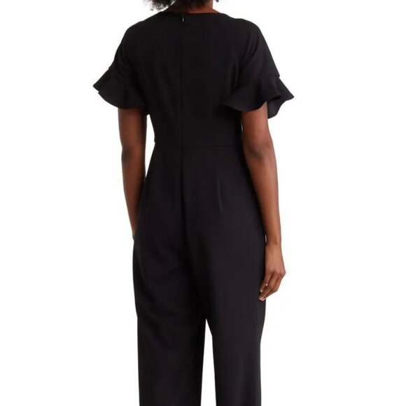 Focus By Shani Black Keyhole Flutter Sleeve Jumpsuit - Picture 3 of 4